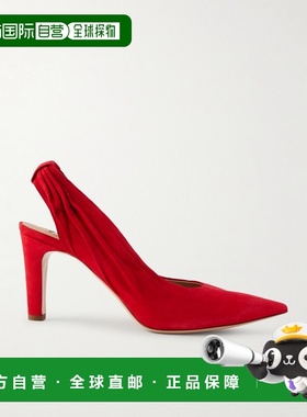 Gabriela Hearst 女士 Amari 褶边绒面革露跟高跟鞋浅口鞋 3268