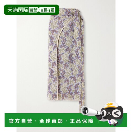 香港直邮Rabanne 女士 裹式提花中长半身裙 26AMJU206ML0625
