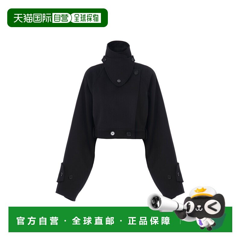 1h可退 香港直邮Chloe 蔻依 女士 束带羊毛大衣 black黑色 舒适时