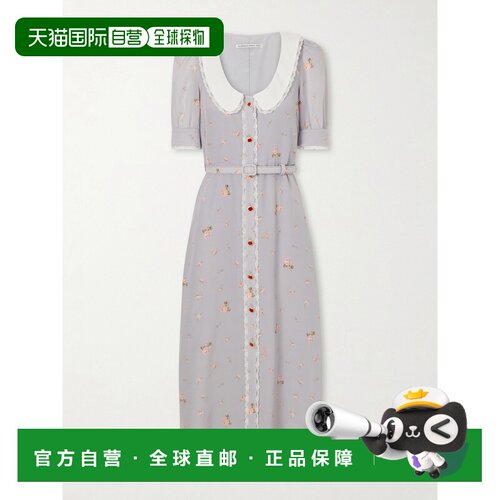 香港直邮ALESSANDRA RICH 亚历山德拉.瑞秋 女士 束带印花蕾丝边