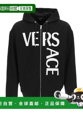 1h可退 香港直邮Versace 黑色logo印花休闲夹克 10010831A007191B