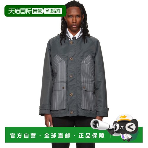 香港直邮Thom Browne 汤姆 布朗 男士 灰色 Tech Twill Field 夹