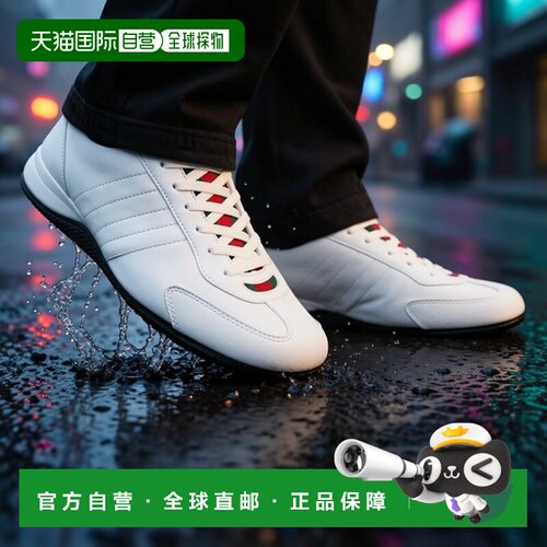 自营欧洲直邮GUCCI古驰 Shift男士白色皮革Web细节运动鞋