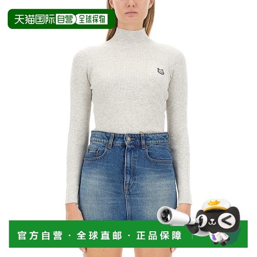 香港直邮MAISON KITSUNE 女士 狐狸拼缀毛线衫 LW00806KT1091LIGH