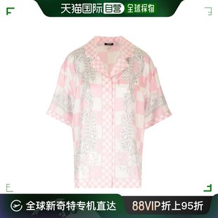 巴洛克印花格纹短袖 香港直邮Versace 女士 衬衫 范思哲 10143871A
