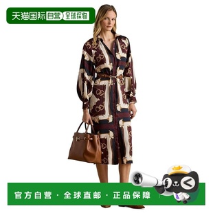 1h可退 香港直邮Lauren Ralph Lauren 女士 马术印花斜纹布中长衬
