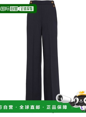 自营欧洲直邮MAXMARA麦丝玛拉 Polonia女士藏青色羊毛阔腿休闲长