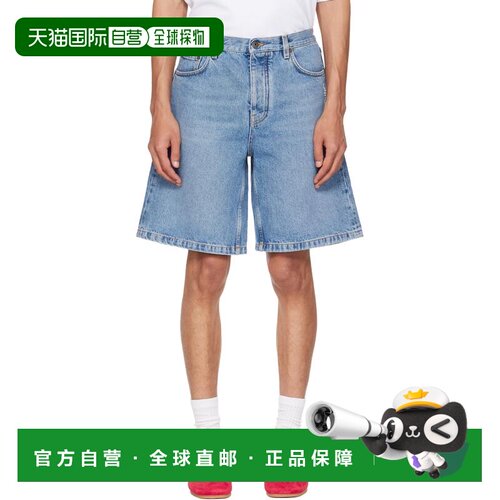 1h可退 香港直邮off-white 男士 蓝色 Half Arrow 牛仔短裤 OMYC0