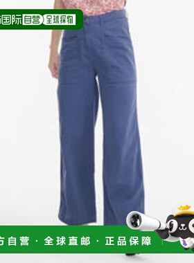 自营欧洲直邮AIGLE艾高 靛蓝色棉麻斜纹阔腿裤休闲裤裤