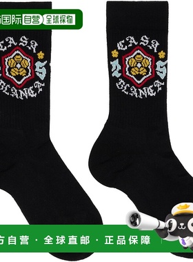 1h可退 香港直邮Casablanca 男士 黑色 Emblem 中筒袜 AAW25ACC01