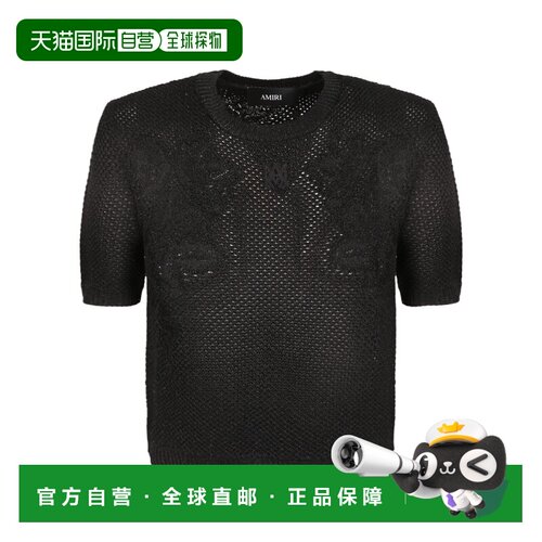 香港直邮AMIRI 女士T恤 AWTOKN1032001 SS2026 黑色 Crochet t-sh