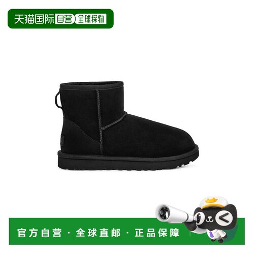 自营欧洲直邮Ugg Classic Mini II女士黑色皮革雪地靴
