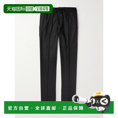 1h可退 香港直邮zegna 杰尼亚 男士 直筒真丝羊绒混纺抽绳裤子 UC