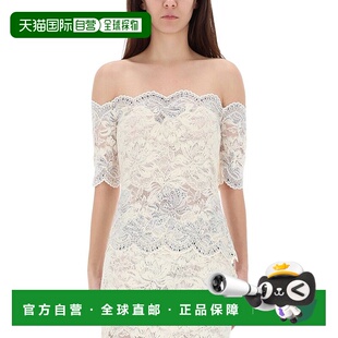 1h可退 香港直邮Rabanne 女士 拉巴納蕾絲露肩上衣 25HJTO158PA01