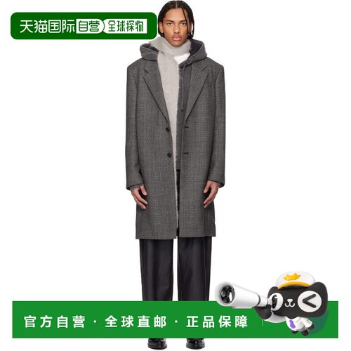 1h可退 香港直邮Acne Studios 艾克妮 男士 灰色单排扣大衣 B9088