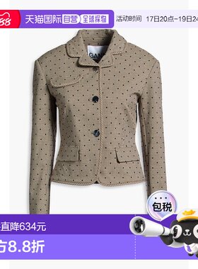 1h可退 香港直邮GANNI 甘尼 女士 植绒千鸟格花呢西装外套 W02981