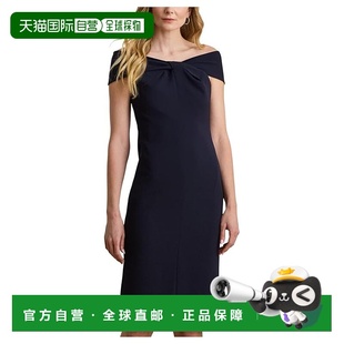 1h可退 香港直邮Lauren Ralph Lauren 女士 前扭结绉纱酒会礼服