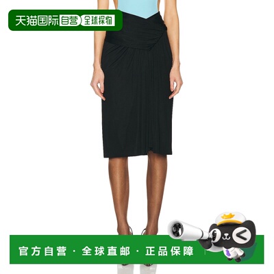 1h可退 香港直邮Saint Laurent 圣罗兰 女士 垂褶铅笔半身裙 7764