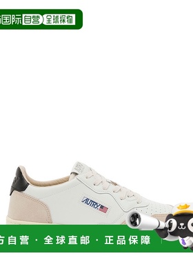 香港直邮AUTRY 男士 'Medalist' Details 白色低帮浅褐色绒面革皮