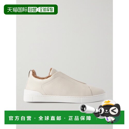 1h可退 zegna 杰尼亚 男士 灰白色 Deerskin Triple Stit运动鞋