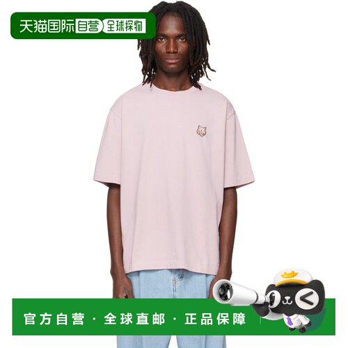 香港直邮MAISON KITSUNE 男士 粉色 Fox Head Oversize T恤 PM001