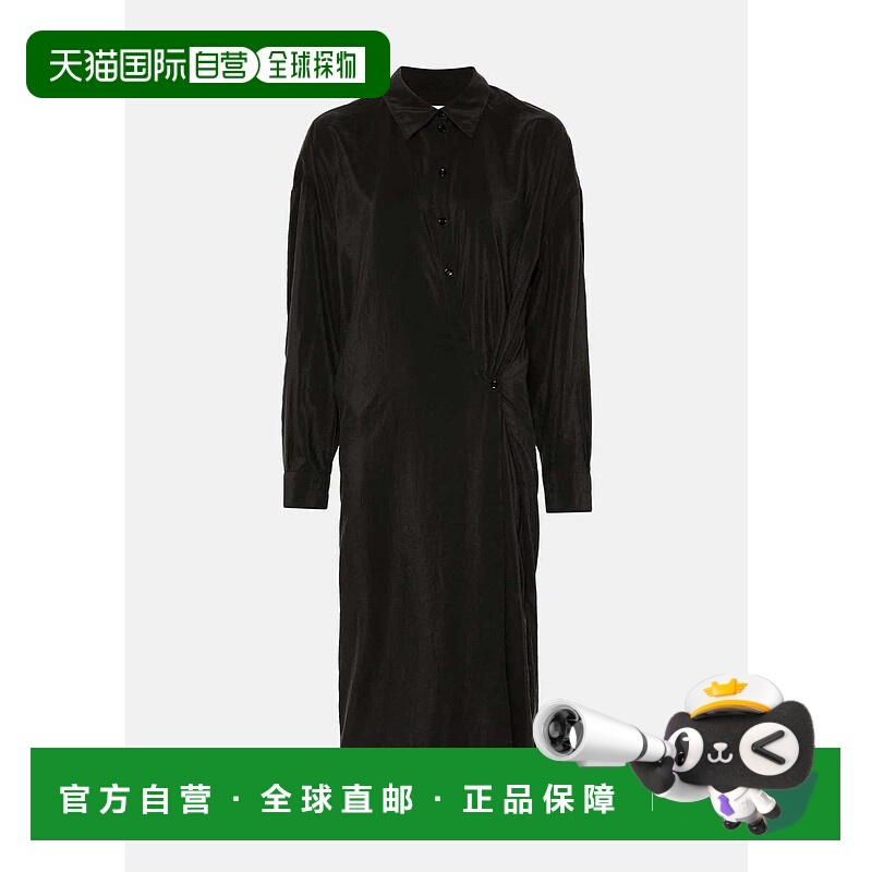 Dark Espresso Straight Collar Twisted Dress