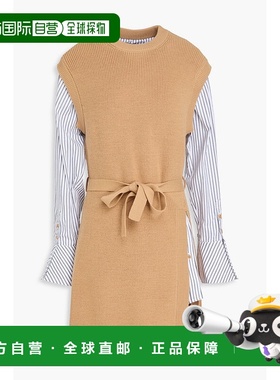 1h可退 香港直邮Simkhai 女士 层叠感条纹府绸羊毛混纺迷你连衣裙