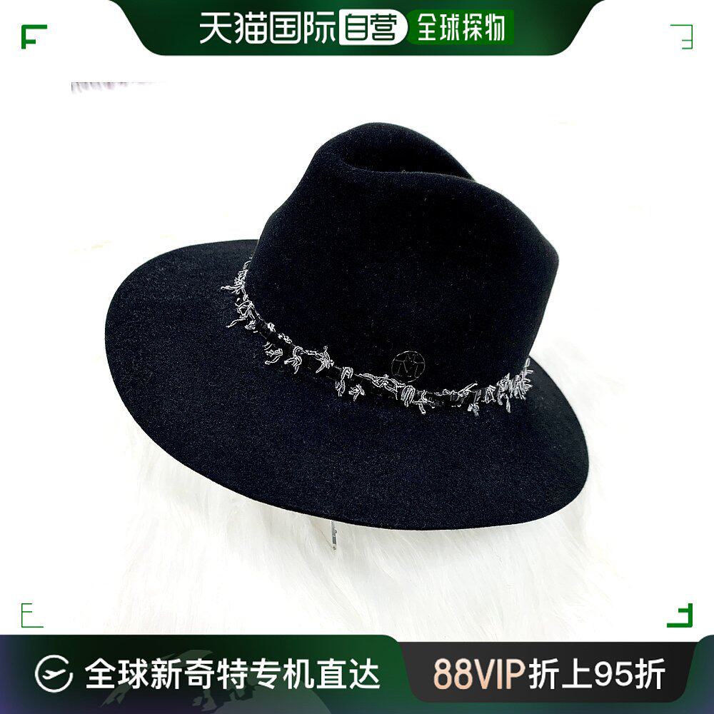 香港直邮maison michel毛边黑帽子1061028001   black