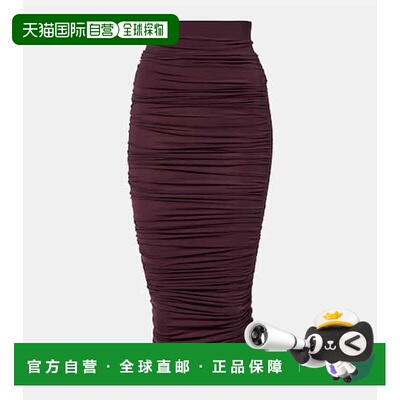 1h可退 香港直邮Wolford 女士 垂褶透视高腰中长半身裙 purple紫