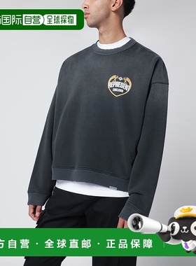 香港直邮Represent 男士 Washed-effect 黑色棉质运动衫 MLM10036