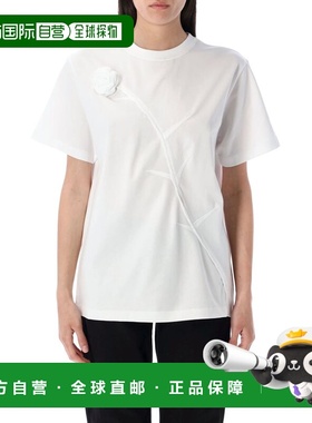 1h可退 香港直邮Coperni 女士 玫瑰宽松款T恤 DJS131F5028WHT