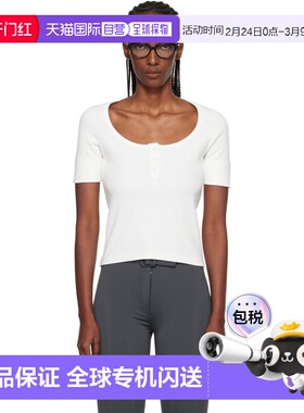 1h可退 香港直邮Courreges 女士 白色 Buttoned 90's Rib T 恤 12