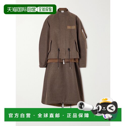 1h可退 美国直邮Sacai 女士 Shell-trimmed 羊毛法兰绒大衣 26086