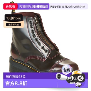欧洲直邮Dr. Martens女靴子厚底短靴复古工装风秋冬深红色马丁靴