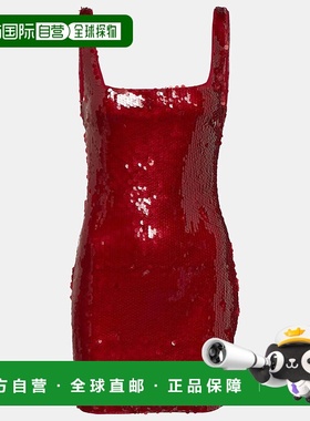 1h可退 香港直邮Staud 女士 暗色珠片迷你连衣裙 001405 red红色