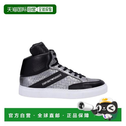 香港直邮Emporio Armani 黑色徽标休闲运动鞋 X4Z026XE793阿玛尼