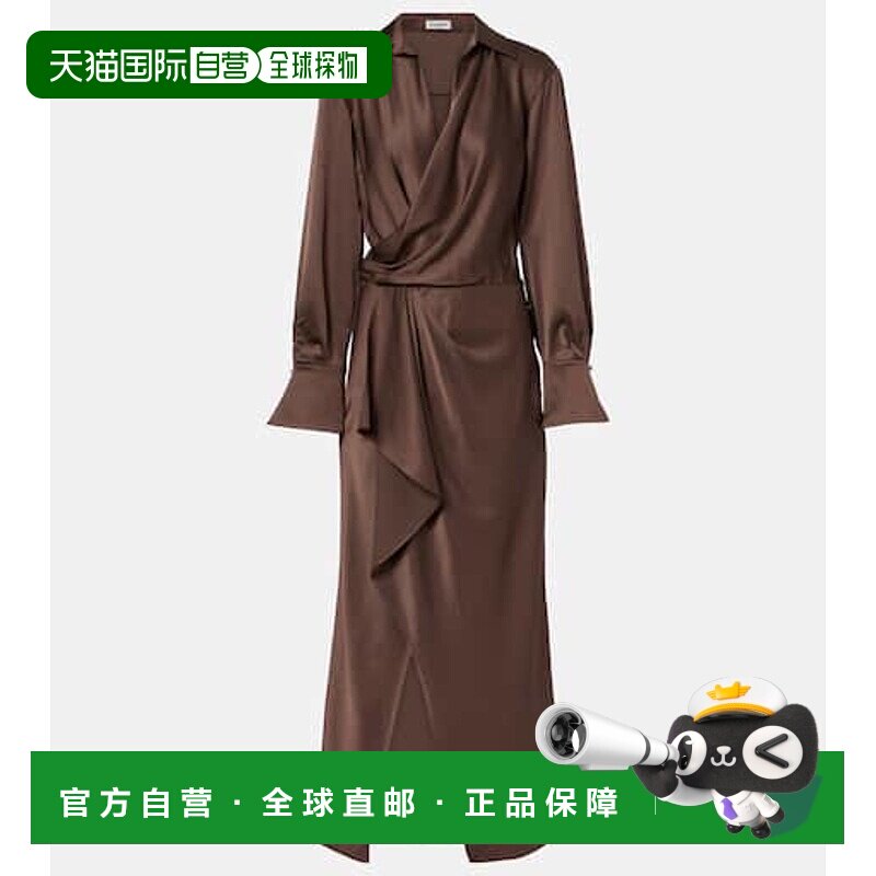 1h可退 香港直邮Simkhai 女士 Talita 垂褶缎面缠绕式连衣裙性感