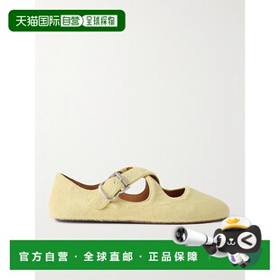 AA3A046I0472 十字交叉皮革边小牛毛芭蕾舞鞋 香港直邮Alaia 女士