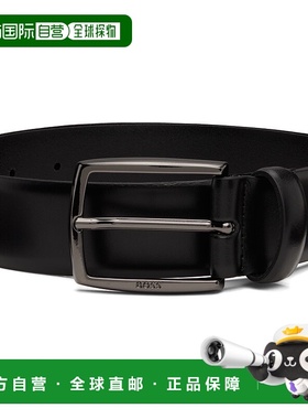 香港直邮BOSS 波士 男士 黑色 Italian-Leather Polished Buckle