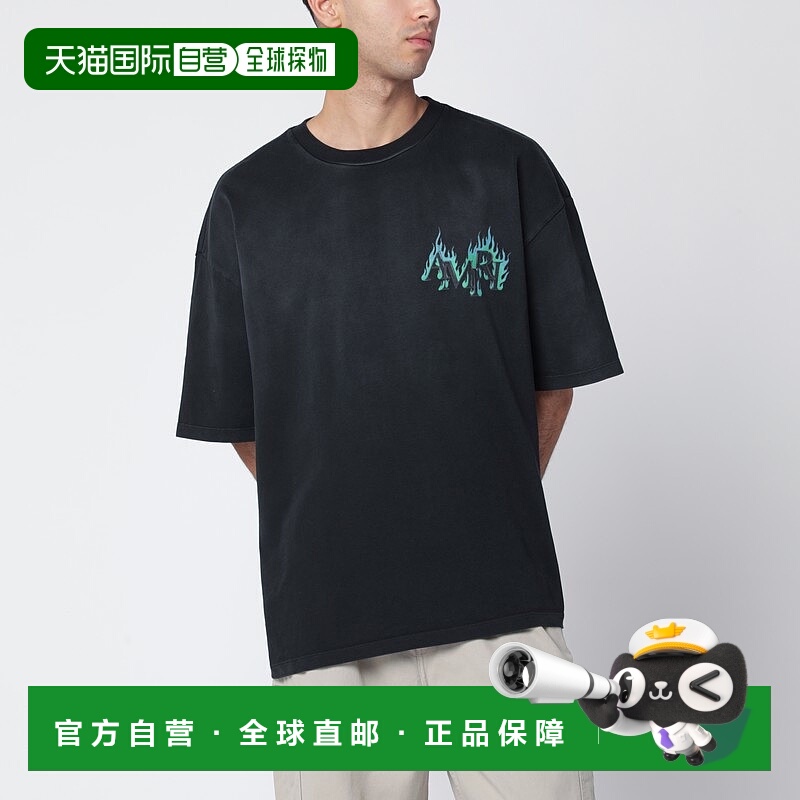 香港直邮AMIRI 男士 Flames 黑色徽标印花T恤 AMTOJR1115