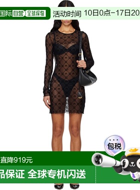 香港直邮Marine Serre 女士 黑色 Moonogram Mesh Flock 连衣裙 W