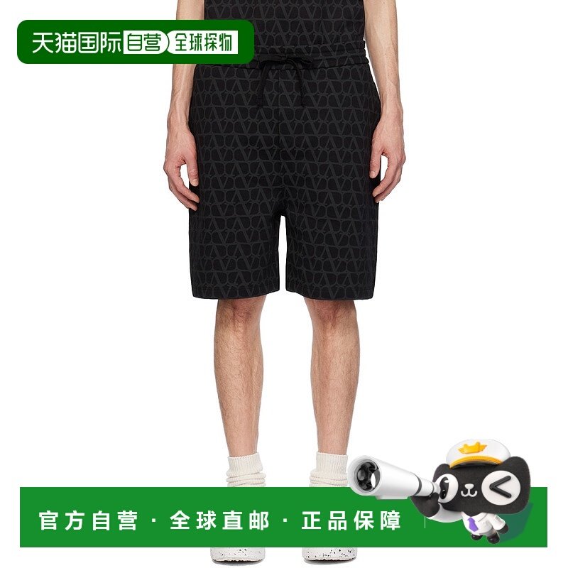 香港直邮Valentino 华伦天奴 男士 黑色 Toile Iconographe 短裤,男装,休闲裤,淘宝优惠券,粉丝福利购,淘宝优惠卷