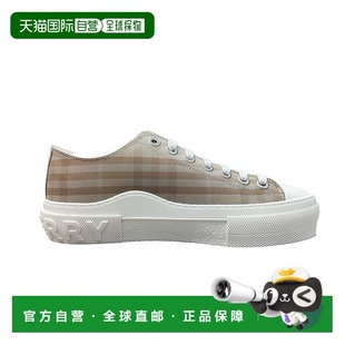 自營歐洲直郵Burberry博柏利 女士棉質格紋印花徽標休閑運動鞋