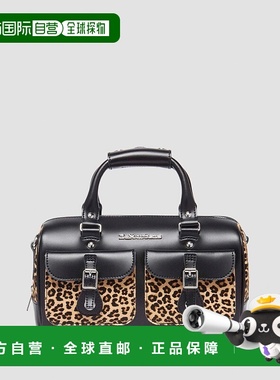 自营欧洲直邮DrMartens马丁大夫 Hair-On女士黑色/棕色豹纹手提包