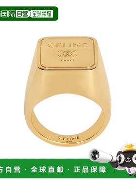 香港直邮Celine TRIOMPHE SQUARE金色饰面徽章戒指 B104W6BRA.
