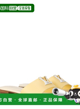 自营欧洲直邮LV路易威登 Mare女士浅黄色皮革平底穆勒鞋