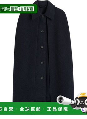 自营欧洲直邮Toteme Outerwear女士藏青色羊毛长款斗篷式大衣长袖
