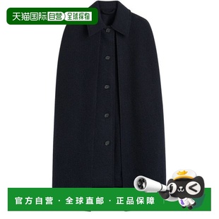 自营欧洲直邮Toteme Outerwear女士藏青色羊毛长款斗篷式大衣