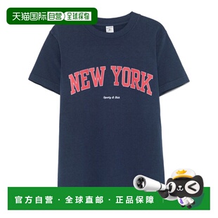 1h可退 香港直邮SPORTY & RICH 女士 Rich 运动T恤 TO043606304BL