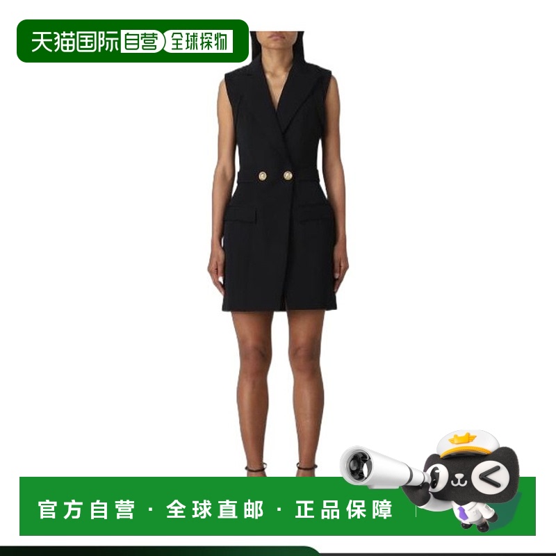 香港直邮Balmain 巴尔曼 女士 徽标连衣裙 AF0R5545WB05羊毛